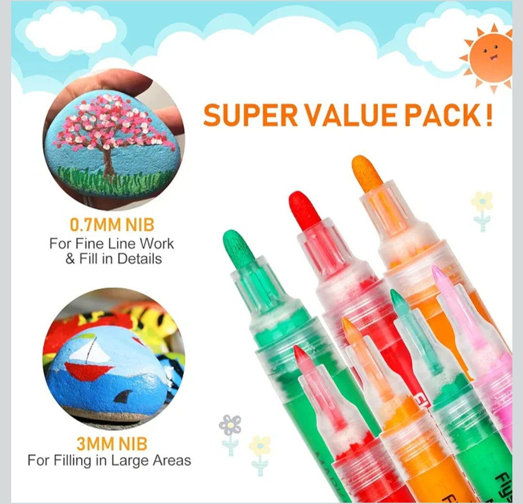 NAWOD 35 Premium Acrylic Paint Marker Pens, Double Pack of Both Extra Fine and Medium Tip, for Rock Painting, Mug, Ceramic, Glass, Wood, Fabric, Canvas, Metal, Pumpkin, DIY Crafts Making Art Supplies
