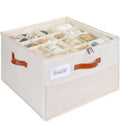 Shoe Organizer for Closet, Shoe Storage Box, Foldable Shoe Box with Adjustable Dividers and Clear Cover, Closet Shoe Organizer Fits up to 16 Pairs, 1-Pack, Extra Storage Pocket for Socks