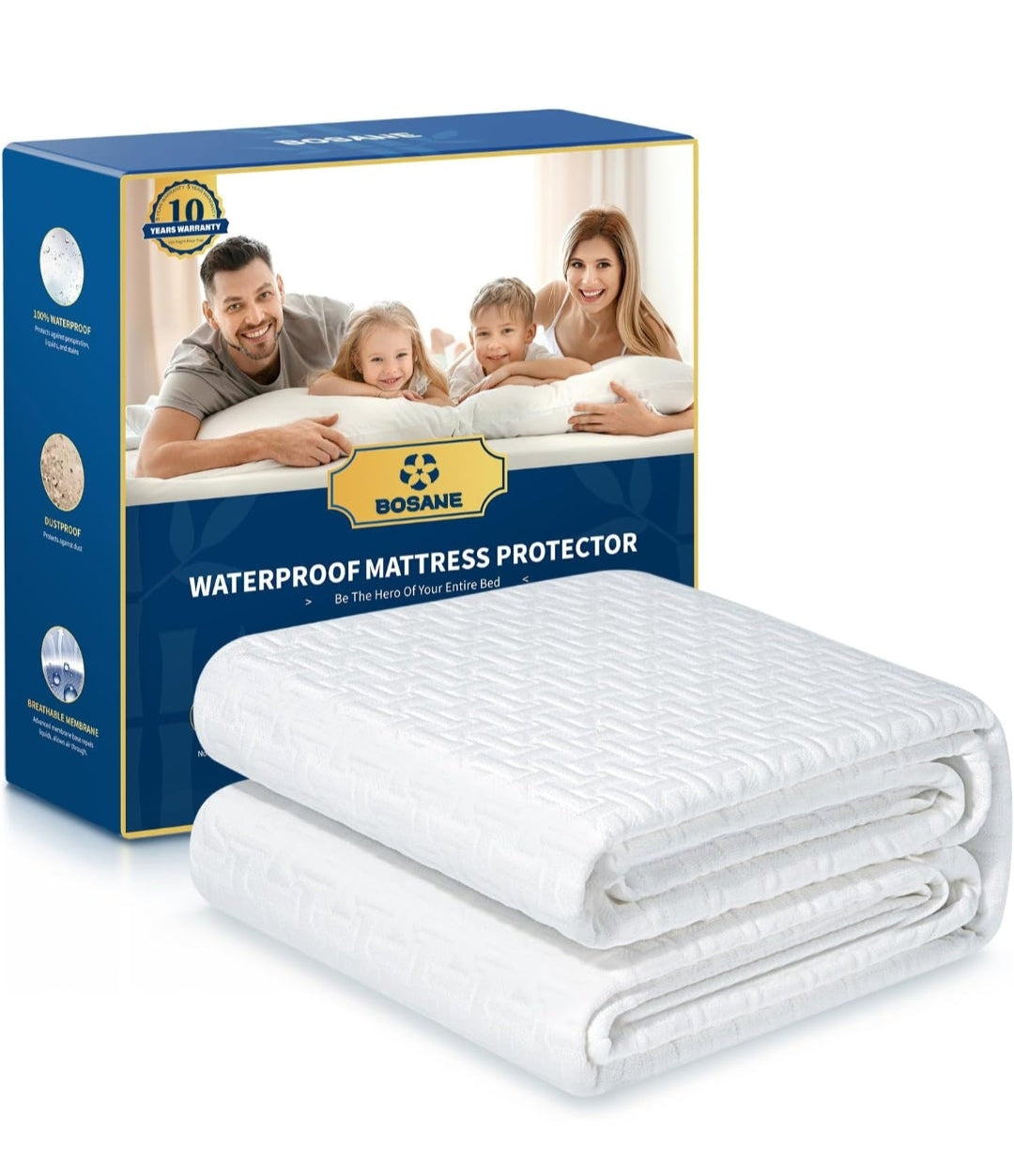100% Waterproof Queen Mattress Protector Breathable Cooling 3D Air Fabric Mattress Cover Smooth Soft Hypoallergenic Noiseless Bed Cover Machine Washable Vinyl Free, 8-21'' Deep Pocket