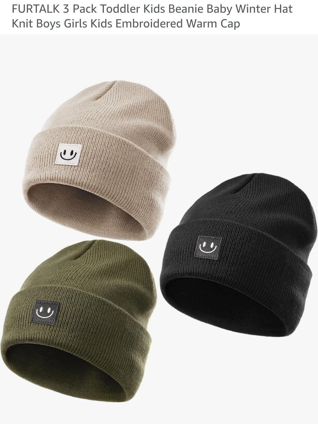 3 pack toddler beanies
