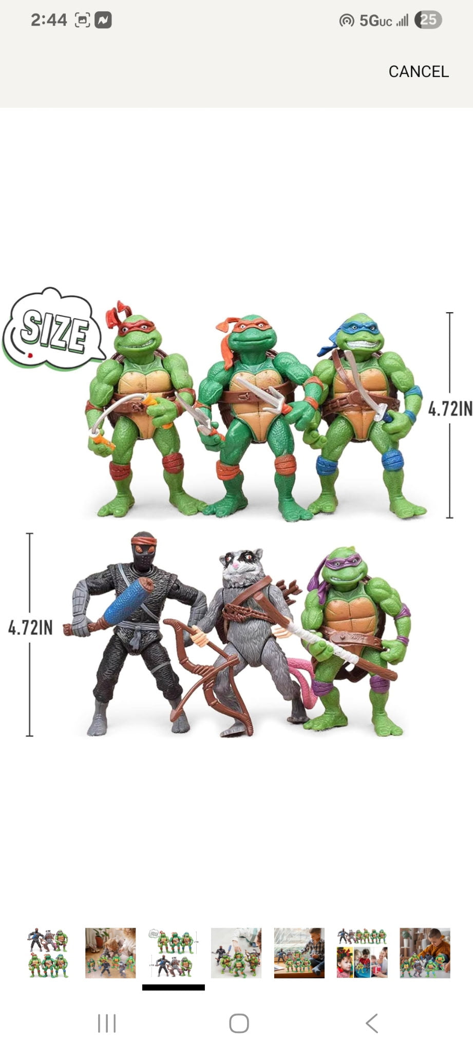 4.7" Turtles Action Figures 6PCS Figure Bundle Toys Collection Birthday for Kids