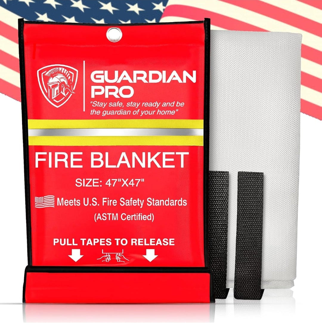 Emergency Fire Blanket for Home and Kitchen - 47"x47" - Must Have Fire Protection - Fire Suppression Fiberglass Fire Blankets for House Camping Car Office Emergency Survival Safety (2 Pack)